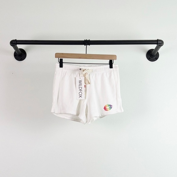 NWT Wildfox Miami Pride Rainbow Kiss Pull On Terry Lounge Shorts - Picture 5 of 8